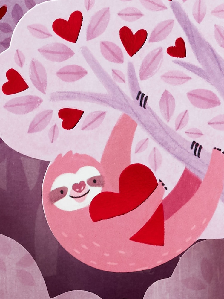 Hallmark Pink 3D & Pop-Up Cute Sloth Valentine's Card - Image 6 of 6