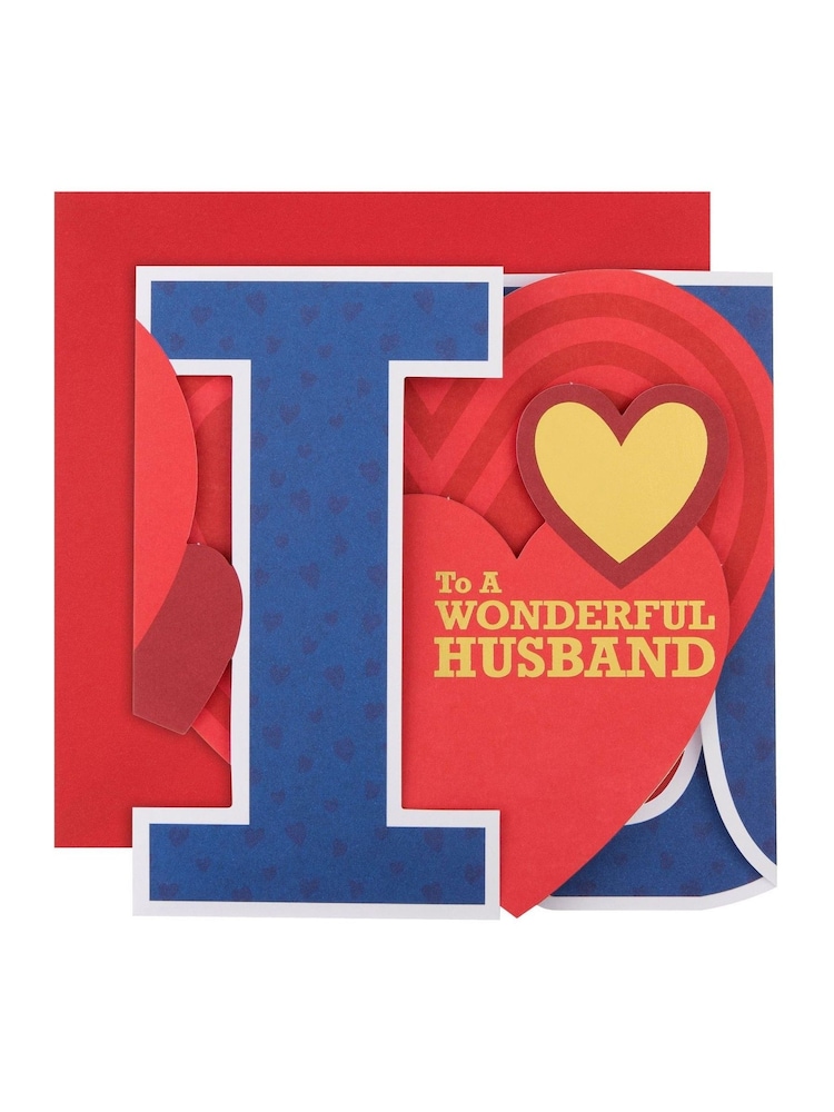 Hallmark Blue Husband 3D Fold Out Banner Valentine's Card - Image 2 of 6