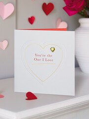 Hallmark White One I Love Embossed Heart Valentines Card - Image 1 of 4