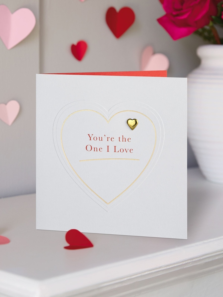 Hallmark White One I Love Embossed Heart Valentines Card - Image 1 of 4