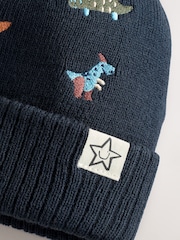 Navy/Orange Dino Embroidered - Gorro con pompón (3 meses-10 años) - Imagen 2 de 4
