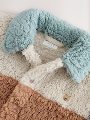 Neutral/Tan Scandi Colorblock Borg Fleece Shacket (3mths-7yrs) - Image 4 of 6