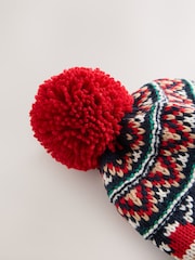 Navy/Red Fairisle Pattern Reindeer Print Inca Hat (3mths-13yrs) - Image 2 of 3