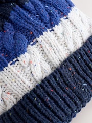 Blue/White Stripe Pom Beanie Hat (3mths-16yrs) - Image 4 of 4