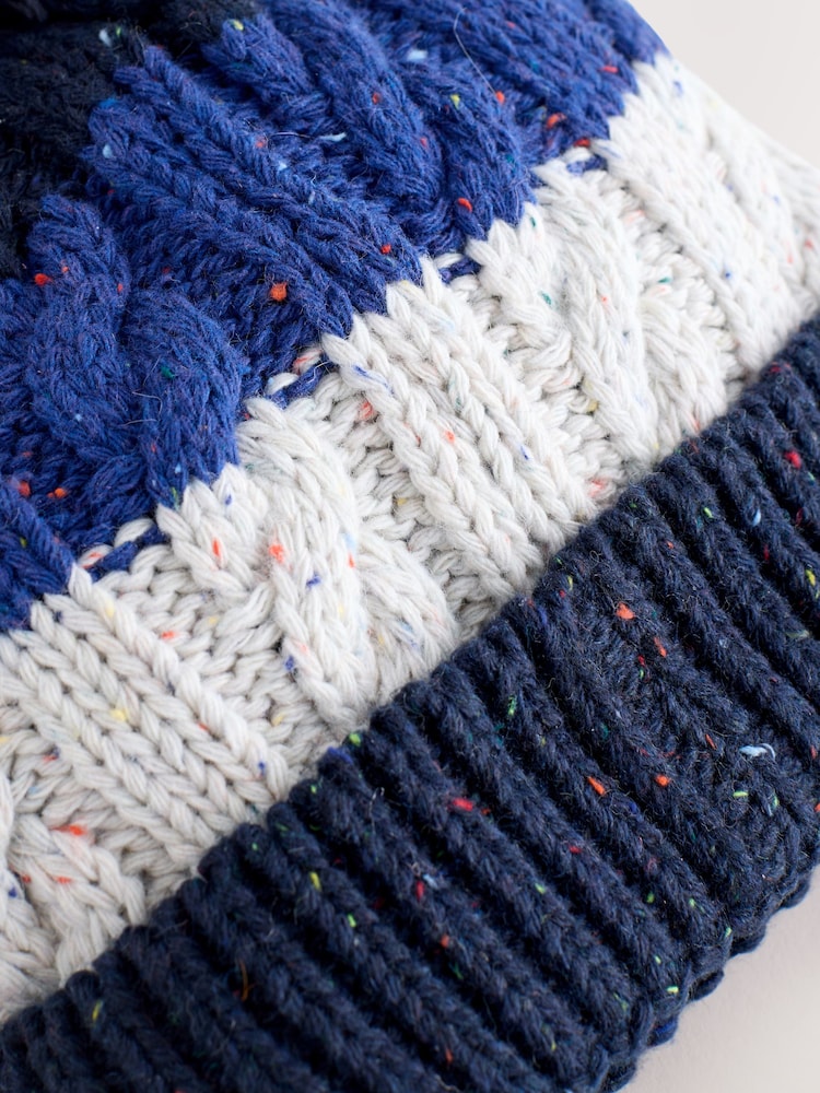 Blue/White Stripe Pom Beanie Hat (3mths-16yrs) - Image 4 of 4