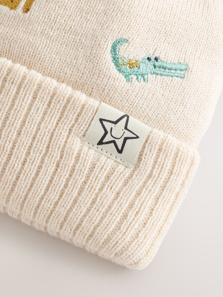Neutral Safari Embroidered - Gorro con pompón (3 meses-10 años) - Imagen 2 de 4