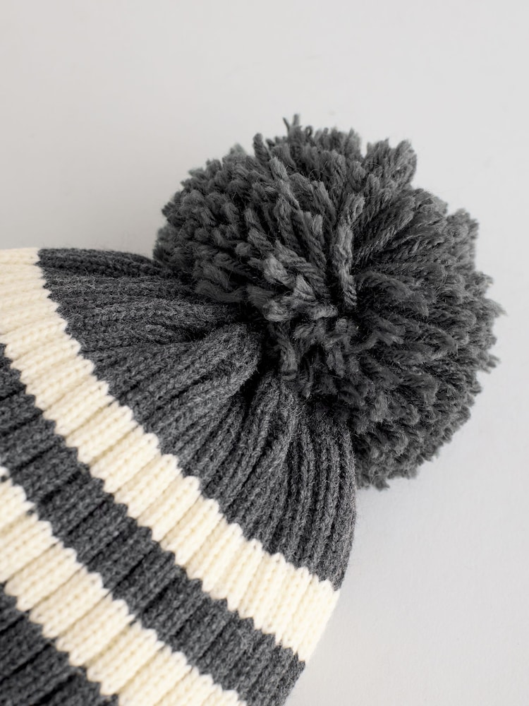 Grey/White Vehicles Embroidered Pom Beanie Hat (3mths-10yrs) - Image 2 of 3