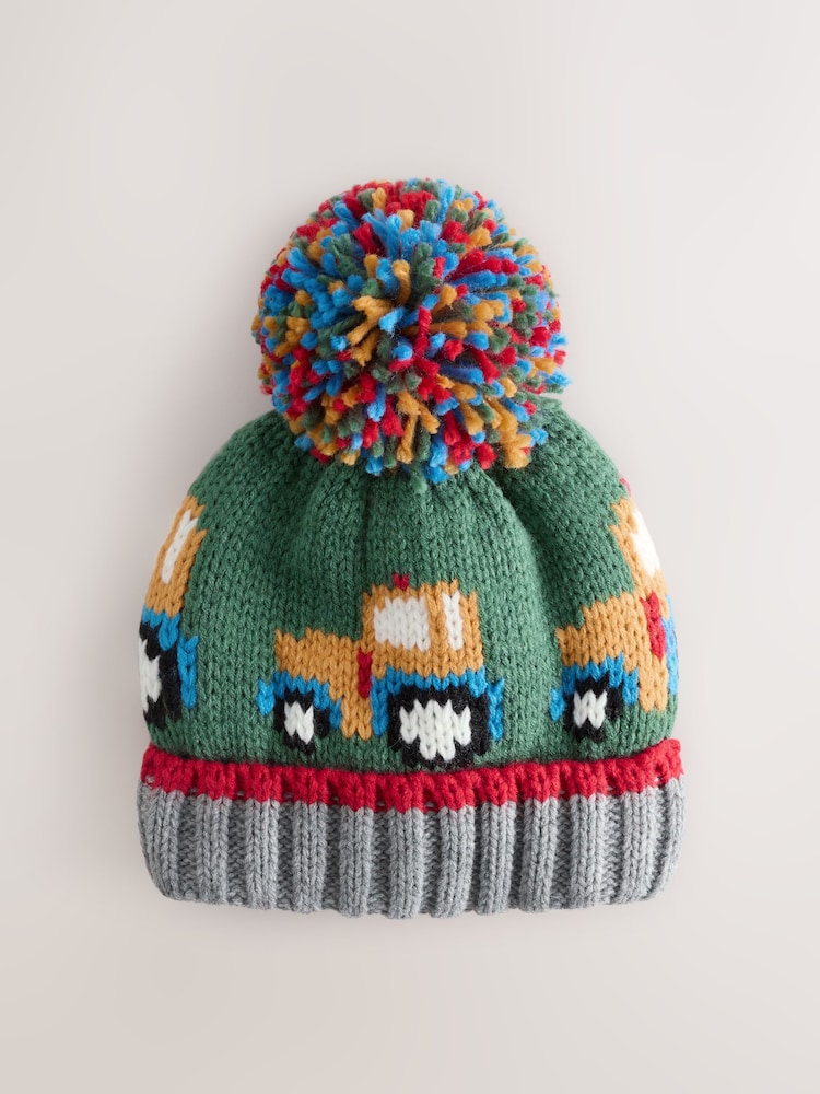 Verde tractor - Gorro con pompón (3 meses-10 años) - Imagen 1 de 3