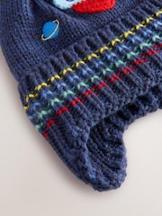 Navy Rocket Ear-Cover Pom Beanie Hat (3mths-10yrs) - Image 2 of 4