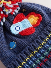 Navy Rocket Ear-Cover Pom Beanie Hat (3mths-10yrs) - Image 3 of 4