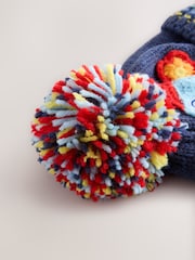 Navy Rocket Ear-Cover Pom Beanie Hat (3mths-10yrs) - Image 4 of 4