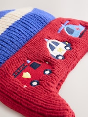 Red/Blue Emergency Vehicles Stripe Bear Pom Hat (3mths-10yrs) - Image 2 of 3