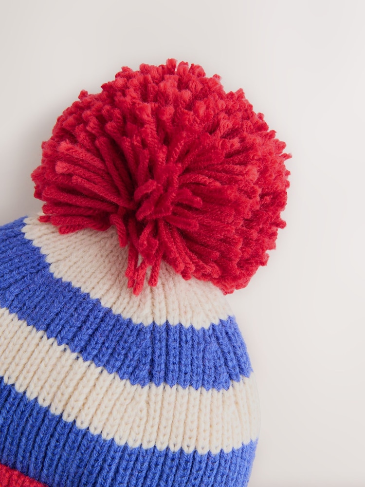Red/Blue Emergency Vehicles Stripe Bear Pom Hat (3mths-10yrs) - Image 3 of 3
