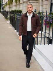 Brown Faux Suede Borg Lined Jacket - Image 3 of 7