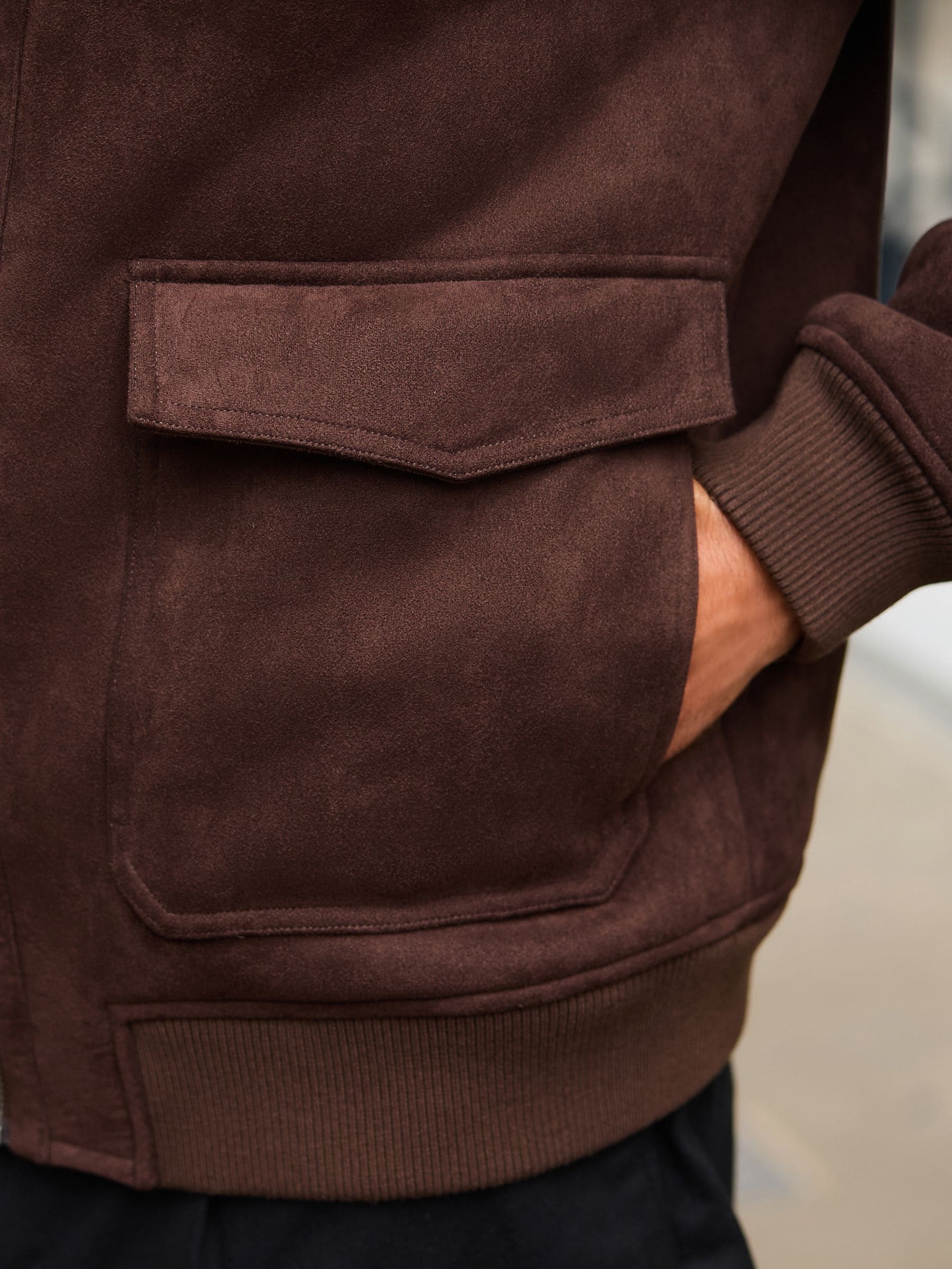 Buy Brown Faux Suede Borg Lined Jacket from Next USA