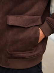 Brown Faux Suede Borg Lined Jacket - Image 6 of 7