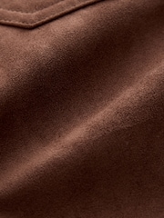 Brown Faux Suede Borg Lined Trucker Jacket - Image 3 of 4