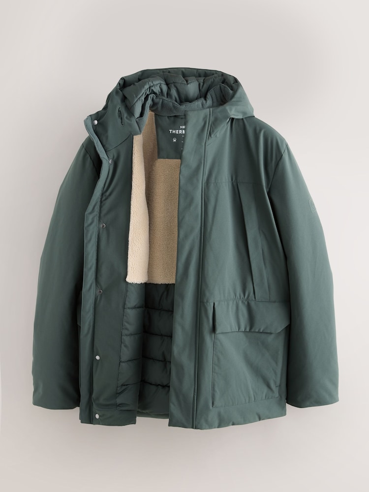Green ThermoGen Parka Jacket with Borg Lining - Image 2 of 8