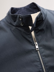 Navy Blue Borg Lined Shower Resistant Harrington Jacket - Image 12 of 15