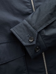 Navy Blue Borg Lined Shower Resistant Harrington Jacket - Image 14 of 15