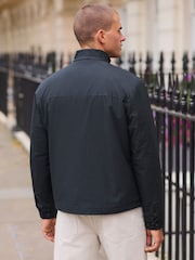 Navy Blue Borg Lined Shower Resistant Harrington Jacket - Image 8 of 15