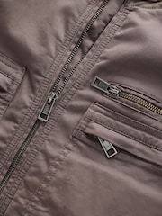 Neutral Borg Lined Zip Through Funnel Jacket - Image 10 of 12