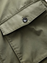 Khaki Green Borg Lined Shower Resistant Harrington Jacket - Image 12 of 14