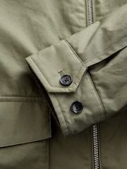 Khaki Green Borg Lined Shower Resistant Harrington Jacket - Image 14 of 14