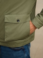 Khaki Green Borg Lined Shower Resistant Harrington Jacket - Image 4 of 14