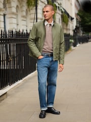 Khaki Green Borg Lined Shower Resistant Harrington Jacket - Image 6 of 14
