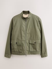 Khaki Green Borg Lined Shower Resistant Harrington Jacket - Image 9 of 14