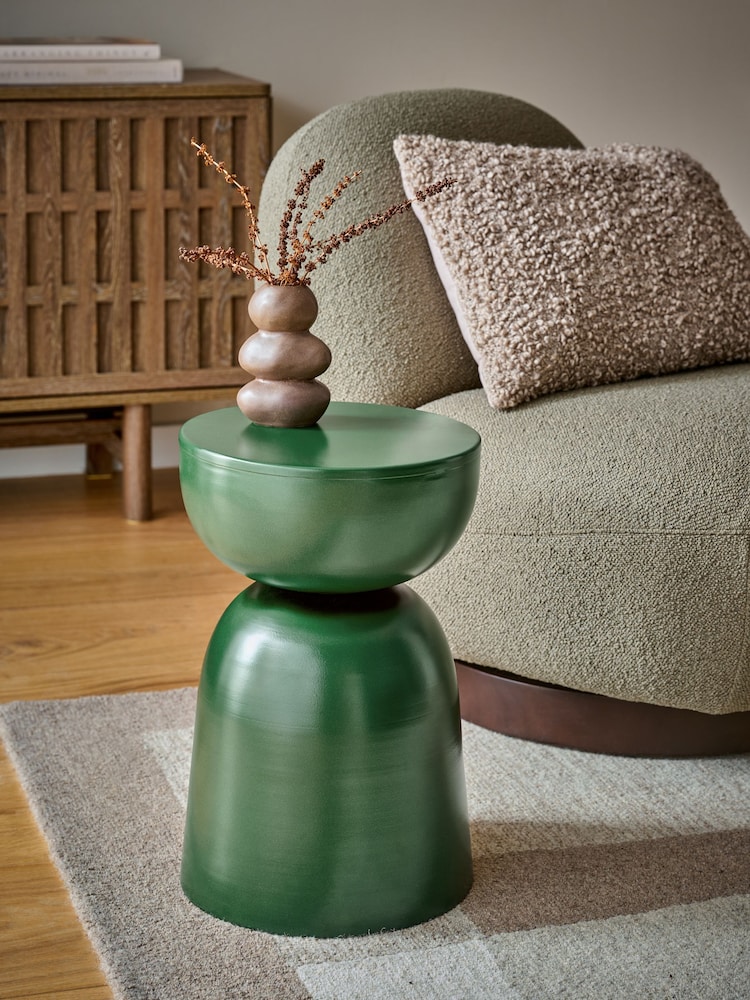 Green Loxley Metal Drum Side Table - Image 1 of 5 Green Loxley Metal Drum Side Table - Image 1 of 5