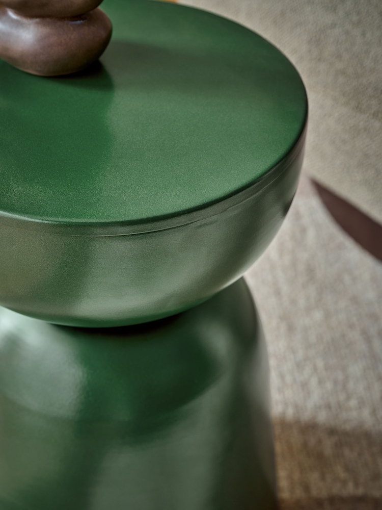 Green Loxley Metal Drum Side Table - Image 2 of 5 Green Loxley Metal Drum Side Table - Image 2 of 5
