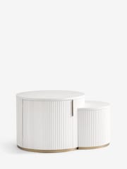 White Emilie Nest of 2 Storage Coffee Tables - Image 7 of 10
