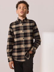 Tan Brown Long Sleeve Brushed Cotton Check Shirt (3-16yrs) - Image 1 of 8
