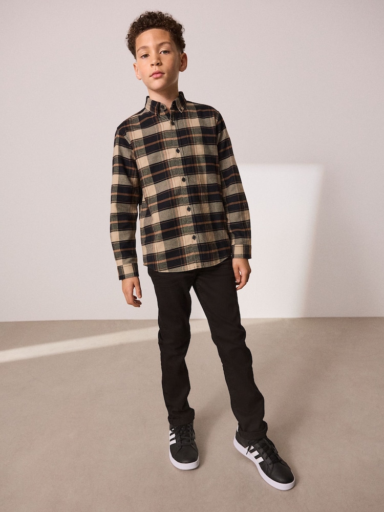 Tan Brown Long Sleeve Brushed Cotton Check Shirt (3-16yrs) - Image 2 of 8