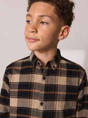 Tan Brown Long Sleeve Brushed Cotton Check Shirt (3-16yrs) - Image 4 of 8