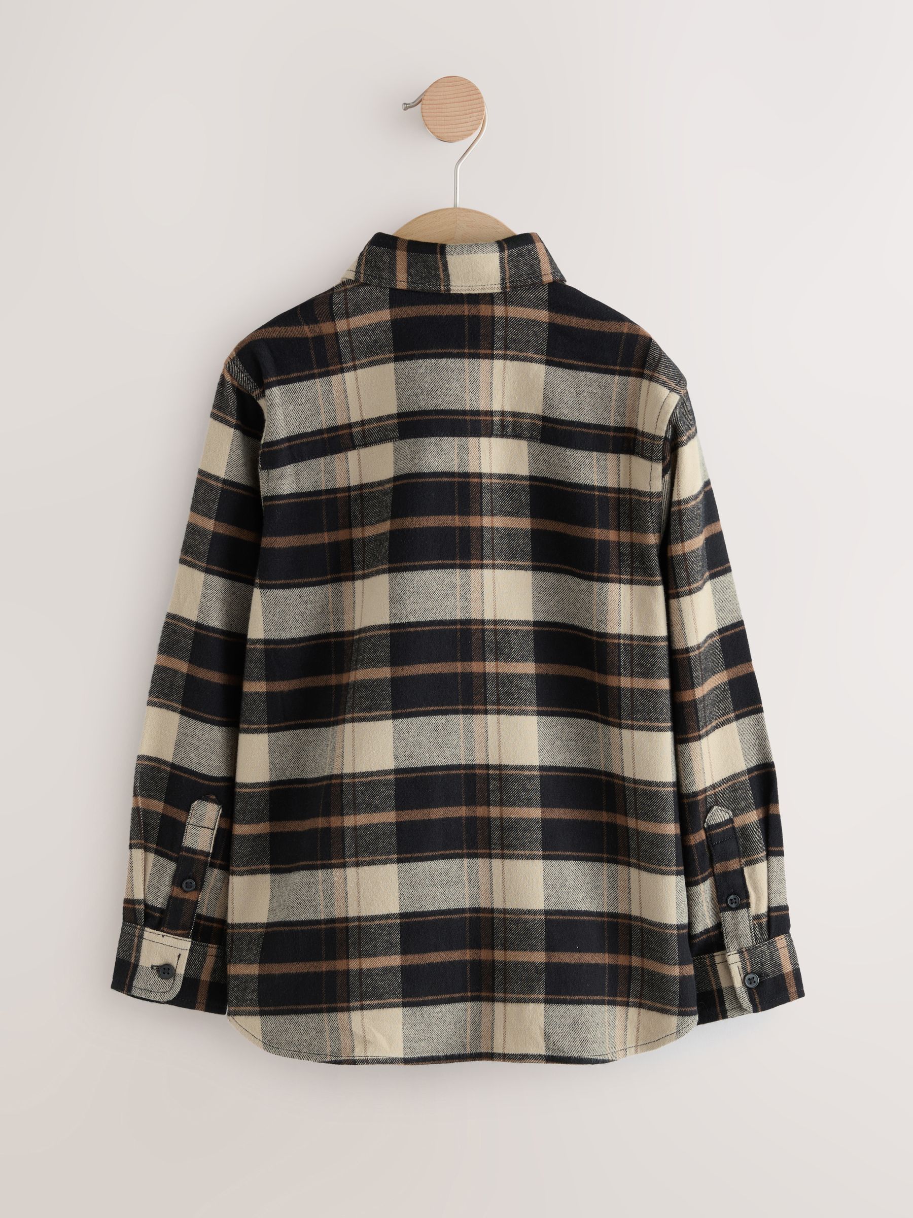 Buy Tan Brown Long Sleeve Brushed Cotton Check Shirt (3-16yrs