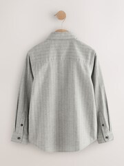 Grey Long Sleeve Herringbone Shirt (3-16yrs) - Image 2 of 5