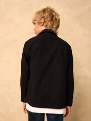 Navy Long Sleeve Plain Double Pocket Shirt (3-16yrs) - Image 3 of 3