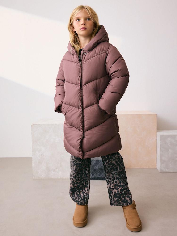 Mocha Brown Shower Resistant Faux Fur Lined Hooded Padded Coat (3-16yrs) - Image 1 of 9 Mocha Brown Shower Resistant Faux Fur Lined Hooded Padded Coat (3-16yrs) - Image 1 of 9