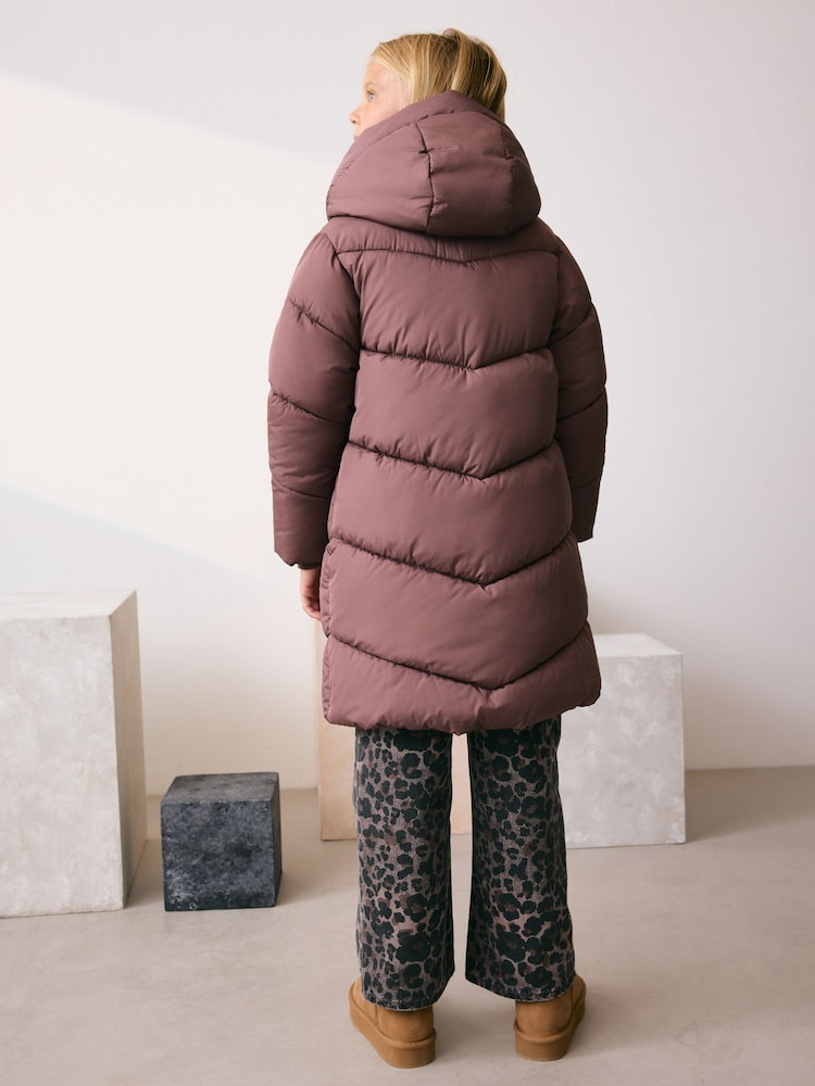 Mocha Brown Shower Resistant Faux Fur Lined Hooded Padded Coat (3-16yrs) - Image 2 of 9 Mocha Brown Shower Resistant Faux Fur Lined Hooded Padded Coat (3-16yrs) - Image 2 of 9