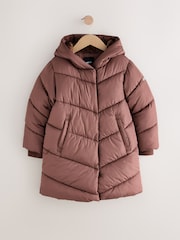 Mocha Brown Shower Resistant Faux Fur Lined Hooded Padded Coat (3-16yrs) - Image 5 of 9