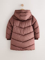 Mocha Brown Shower Resistant Faux Fur Lined Hooded Padded Coat (3-16yrs) - Image 6 of 9