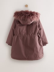 Mocha Brown Waterproof Faux Trim Padded Parka (3-16yrs) - Image 6 of 12