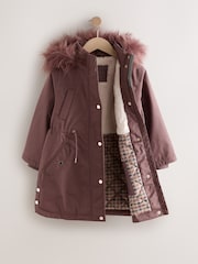Mocha Brown Waterproof Faux Trim Padded Parka (3-16yrs) - Image 7 of 12