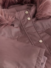 Mocha Brown Waterproof Faux Trim Padded Parka (3-16yrs) - Image 8 of 12