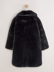 Black Faux Fur Longer Length Coat (3-16yrs) - Image 3 of 7