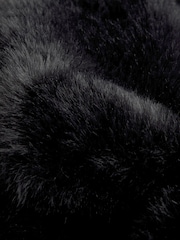 Black Faux Fur Longer Length Coat (3-16yrs) - Image 4 of 7