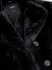 Black Faux Fur Longer Length Coat (3-16yrs) - Image 5 of 7